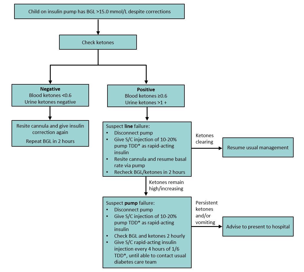 Home management for unwell child with hyperglycaemia on insulin pump Home management for unwell child with hyperglycaemia on insulin pump